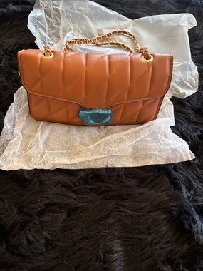 Shoulder Bag in Cognac Brown with Chain Strap